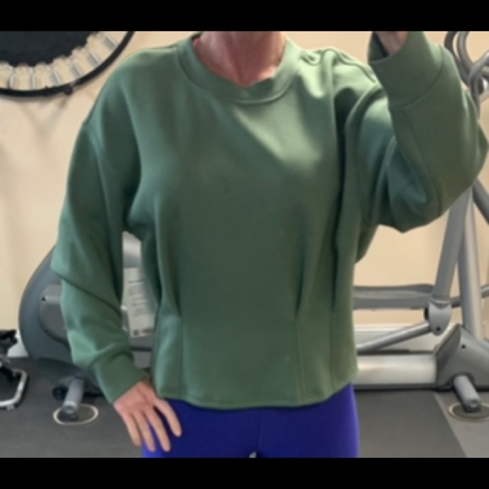 💚LULULEMON GATHERED WAIST CREW PULLOVER-GREEN TWILL-12💚 - Picture 3 of 16